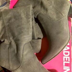 Grey knee length boots